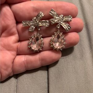 Elegant Silver and Pink Teardrop Earrings